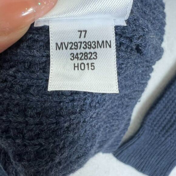 Nordstrom Sweater M Blue Men Shop Waffle Knit Shawl Neck Cashmere Blend Pullover - Picture 7 of 8